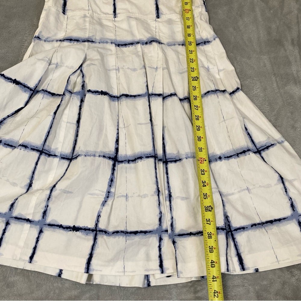 Pendleton Women’s Midi Dress Blue and White Sleeveles Pleated Sz 12 - Picture 10 of 13